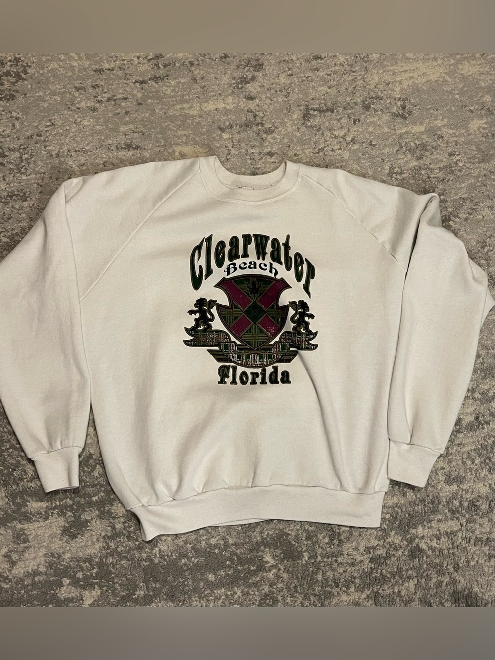 Jerzees White Clearwater Beach Florida Crewneck Sweatshirt
